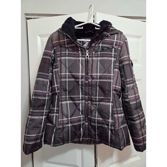 ZeroXposur Jackets & Blazers - NWOT Women’s Zeroxposur Down/Feather Jacket Gray/Pink Plaid w/ Button Hood, Med